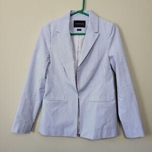 Wildfang Womens Blue White Striped Comfort Single Breasted Blazer Jacket Size XS
